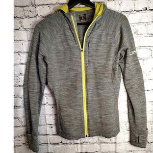 Icebreaker Jacket Womens Large Grey/Yellow Merino GT Hooded Full Zip